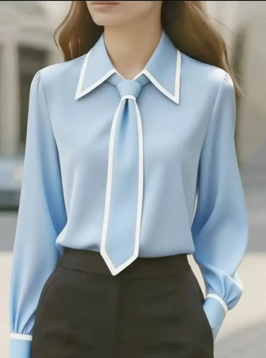 Contrast Tie Blouse for Women
