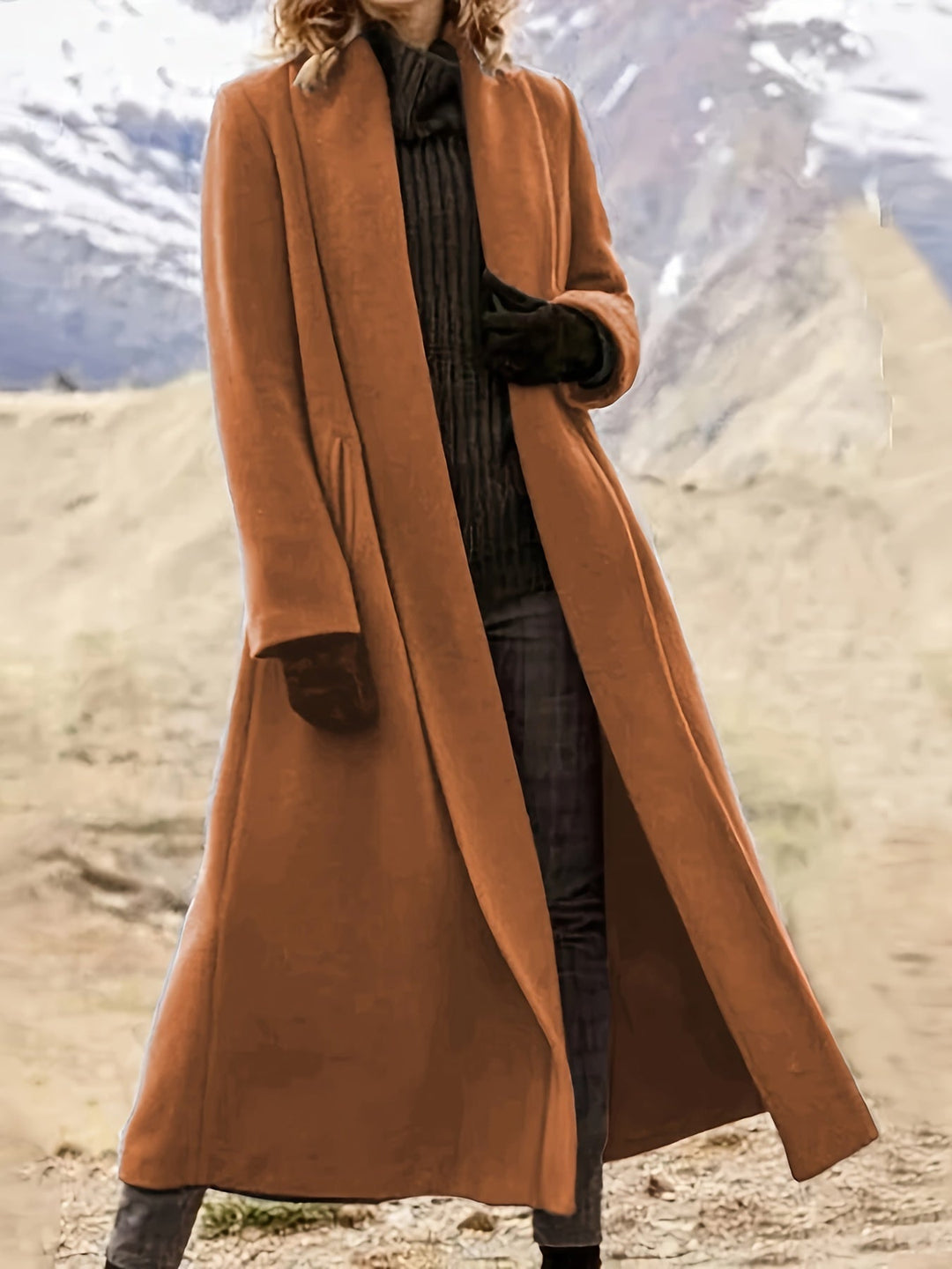 Elegant Longline Coat for Women, Plus Size