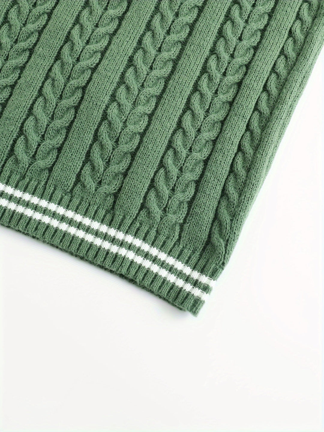 Cable-Knit V-Neck Sweater Vest for Men, Dark Gray