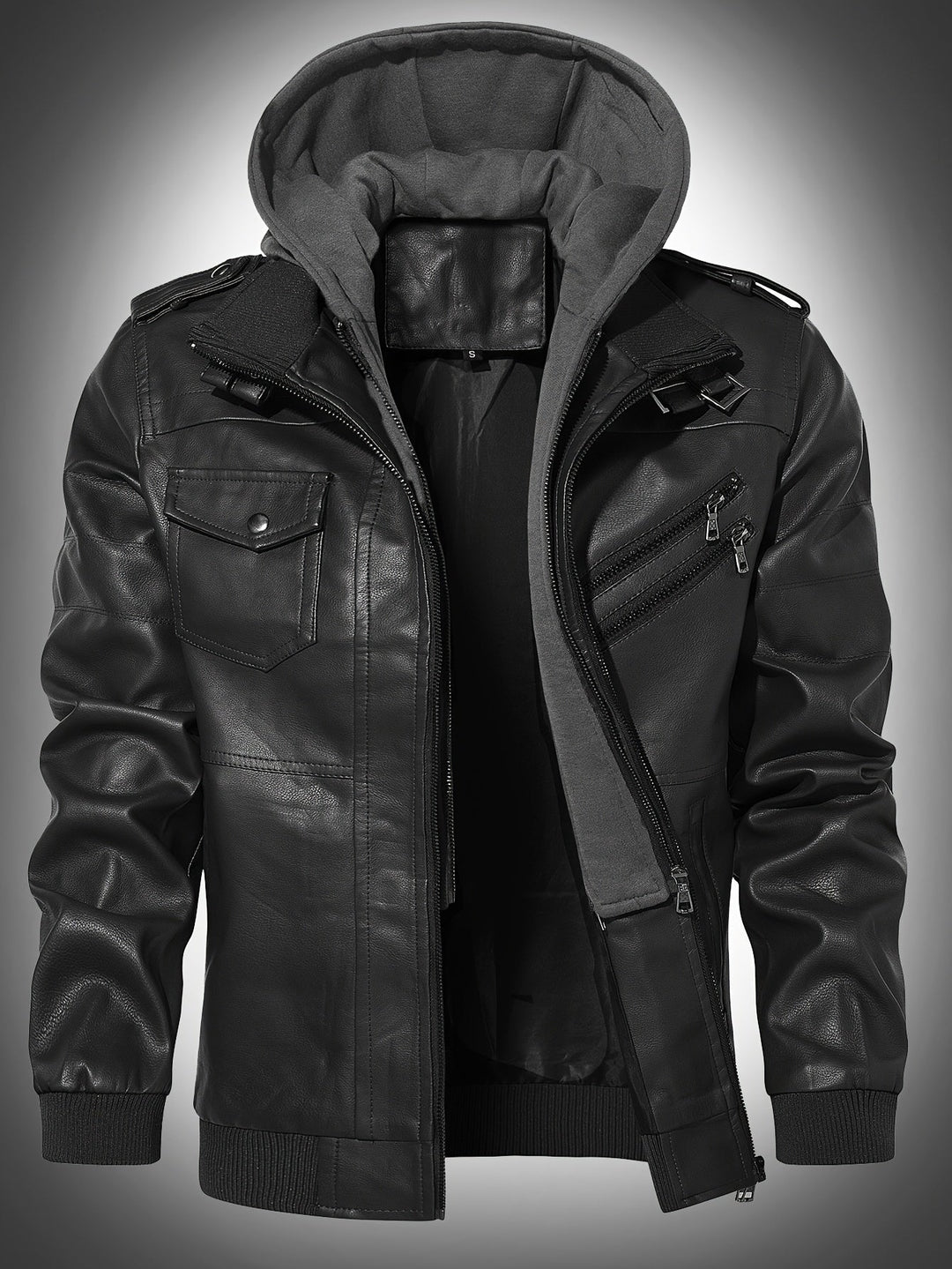 Hooded Biker Jacket for Men, Rugged Style