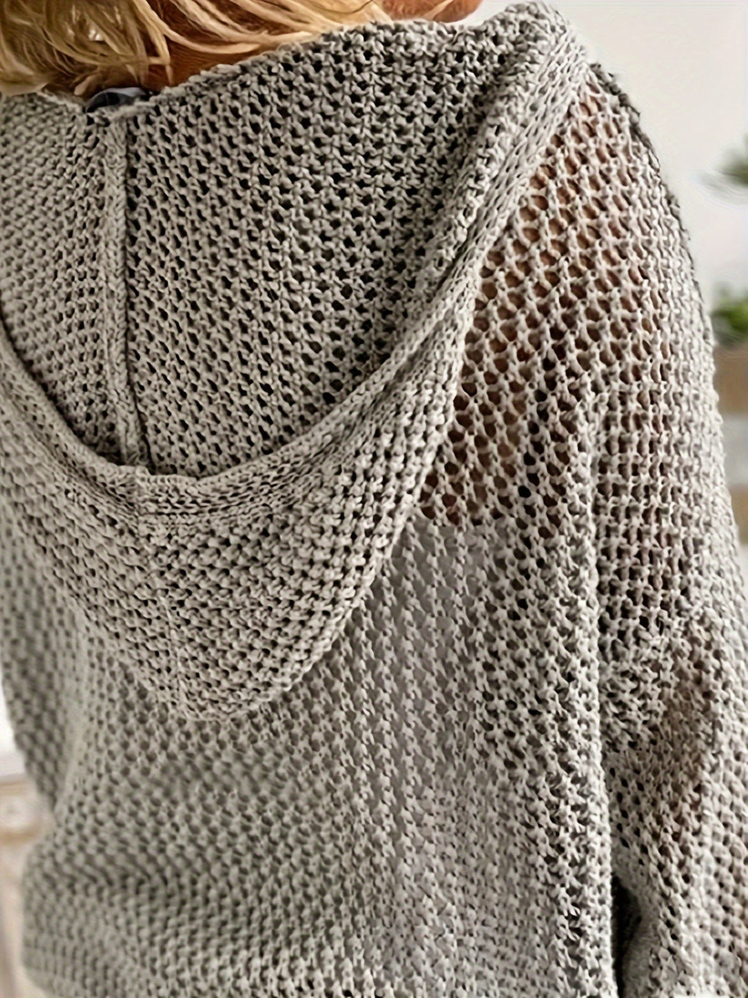 Open-Knit Hooded Sweater for Women, Relaxed Style