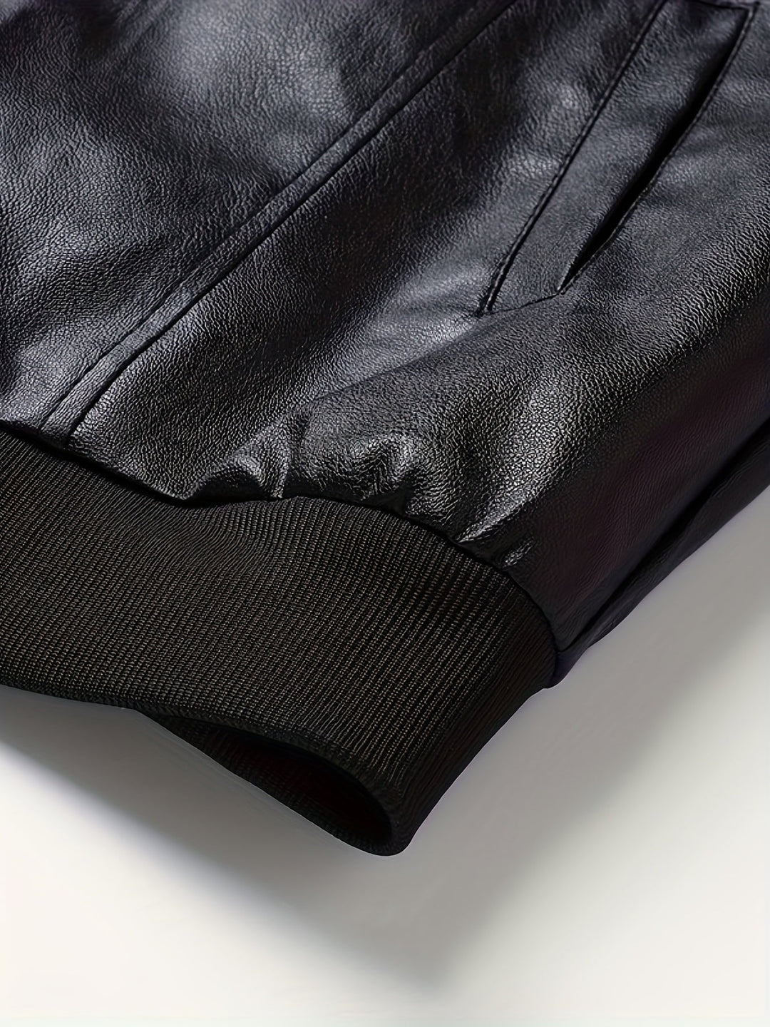 Black Refined Zip-Up Bomber Jacket for Men