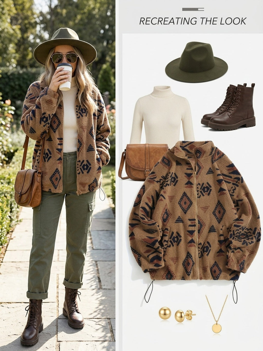 Zip-Up Jacket for Women, Patterned Style