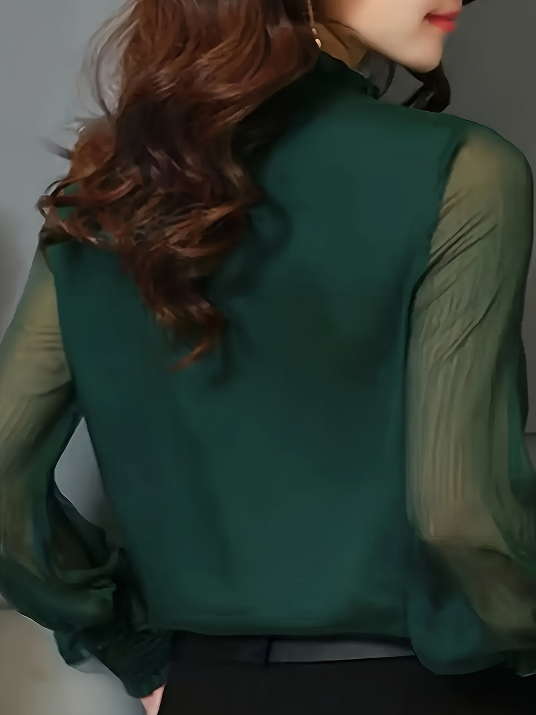 Stand-Collar Long-Sleeve Blouse for Women