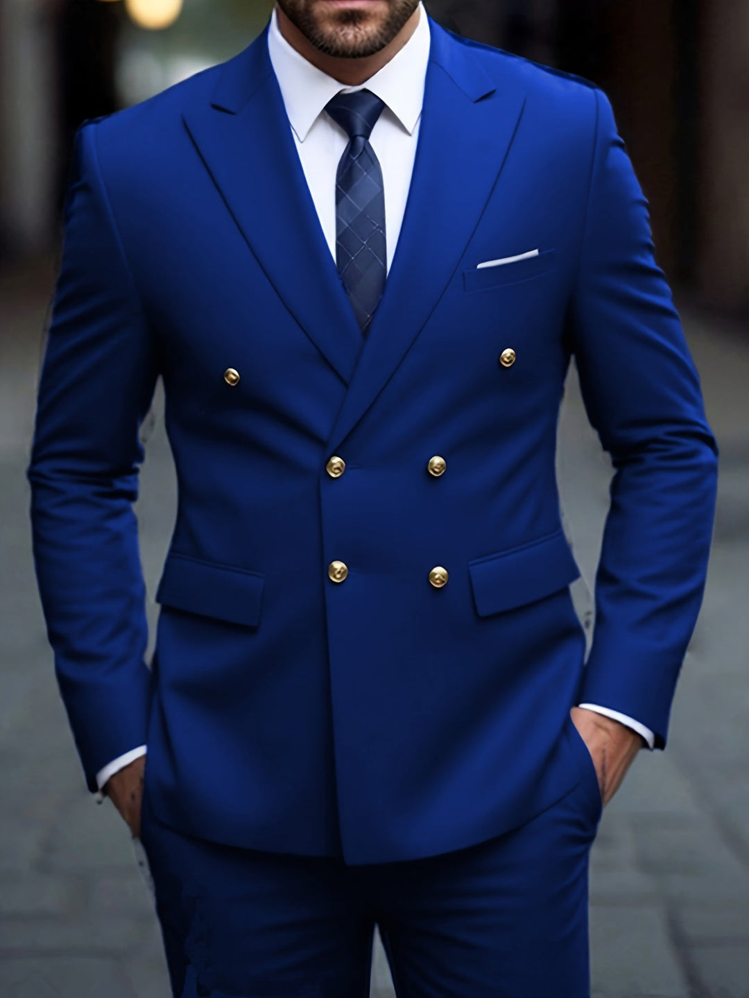 Double-Breasted Tailored Suit for Men, Plus Size