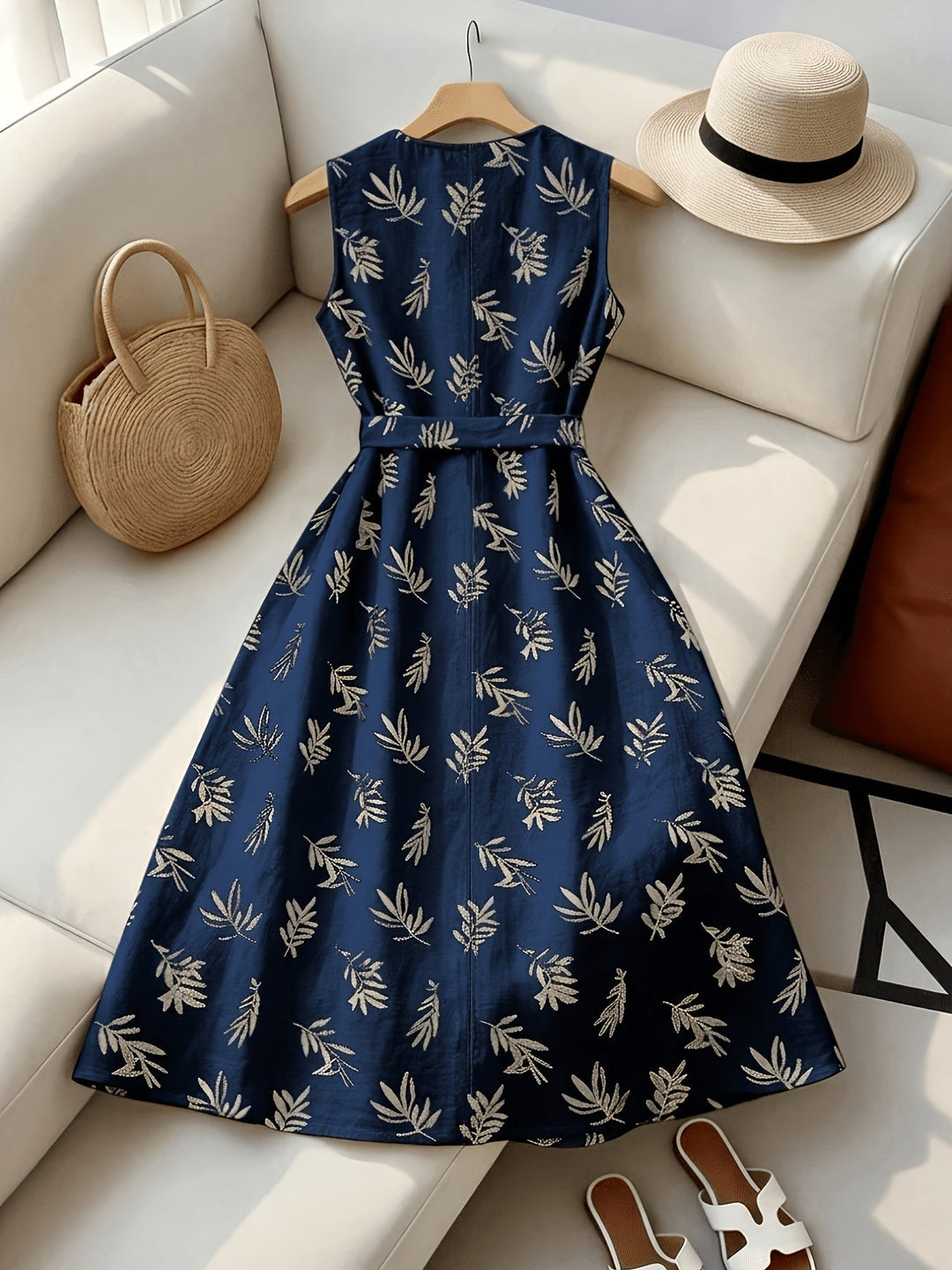 Belted Sleeveless Midi Dress for Women