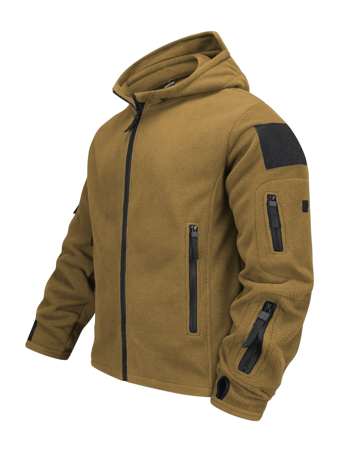 Rugged Hooded Zip Jacket for Men, Plus Size