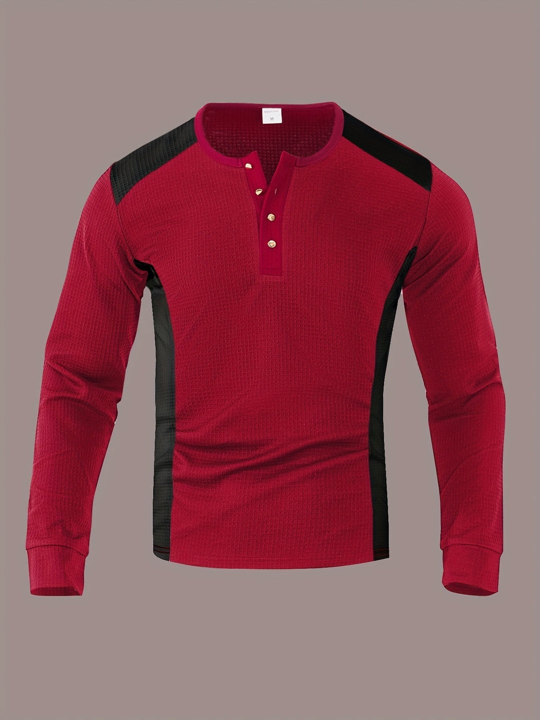 Textured Long-Sleeve Henley for Men, Plus Size