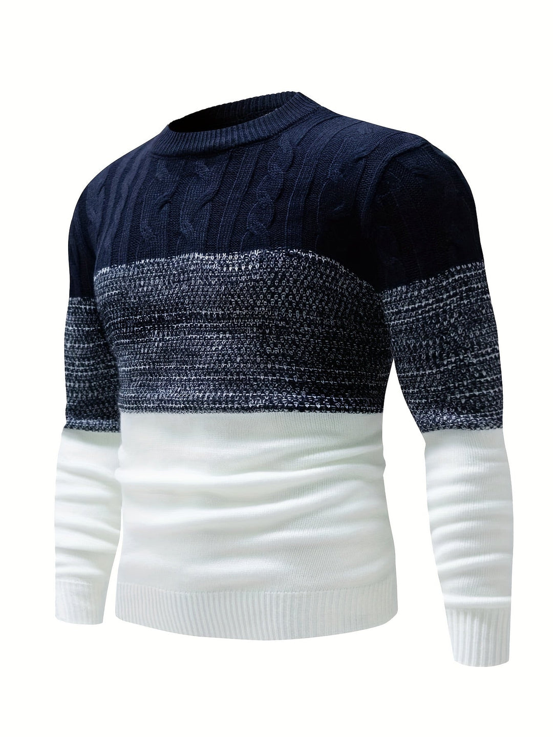 Color-Block Crew Neck Sweater for Men