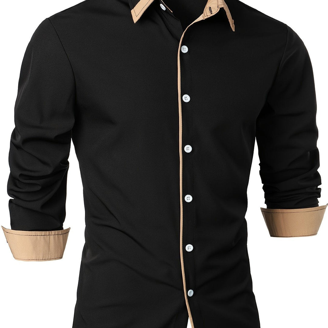 Ladies Contrast-Trim Long Sleeve Shirt