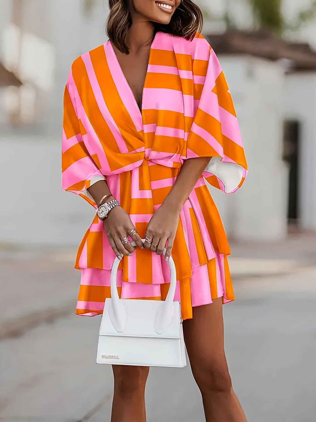 Ladies Flowing Batwing Wrap Dress