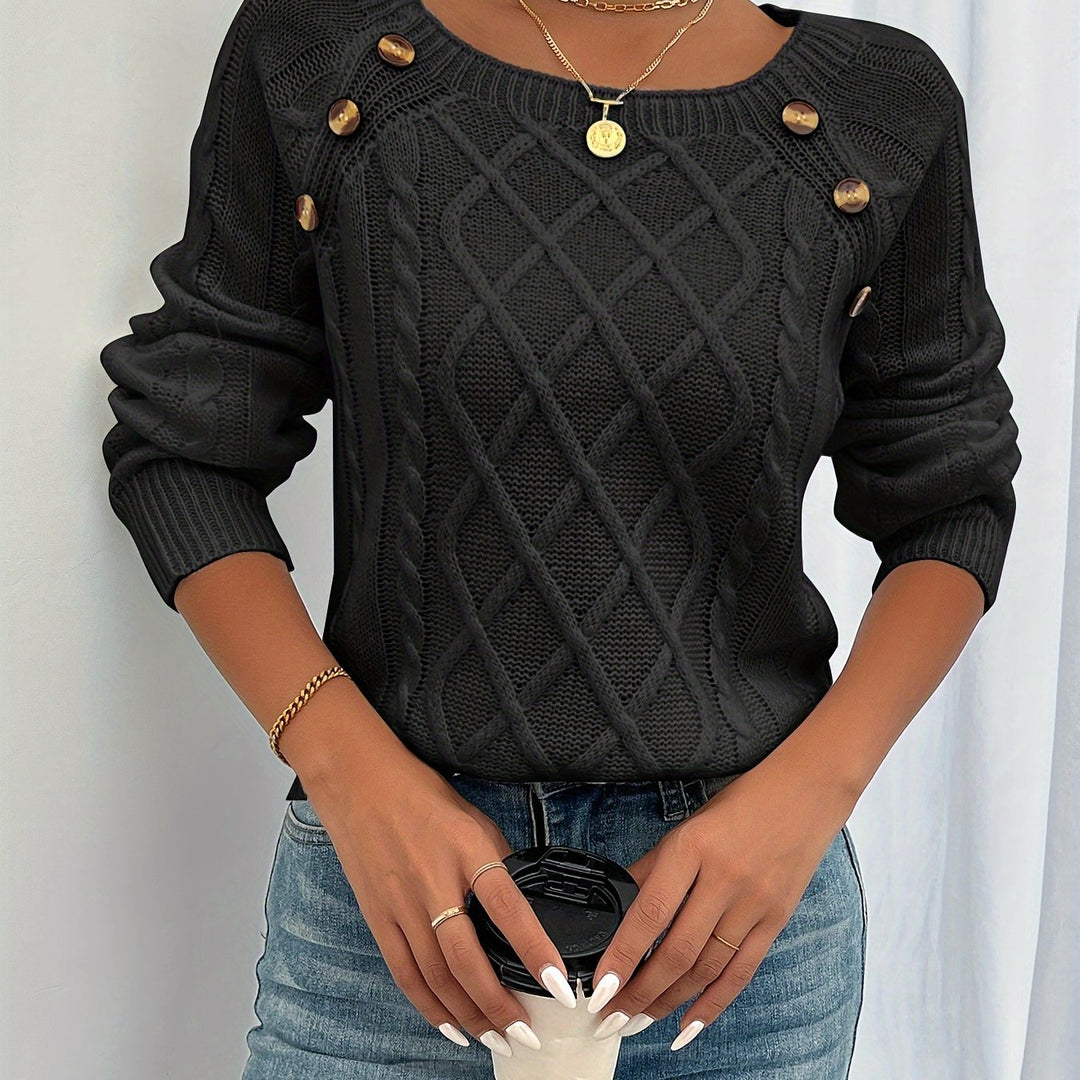 Ladies Textured Button Sweater