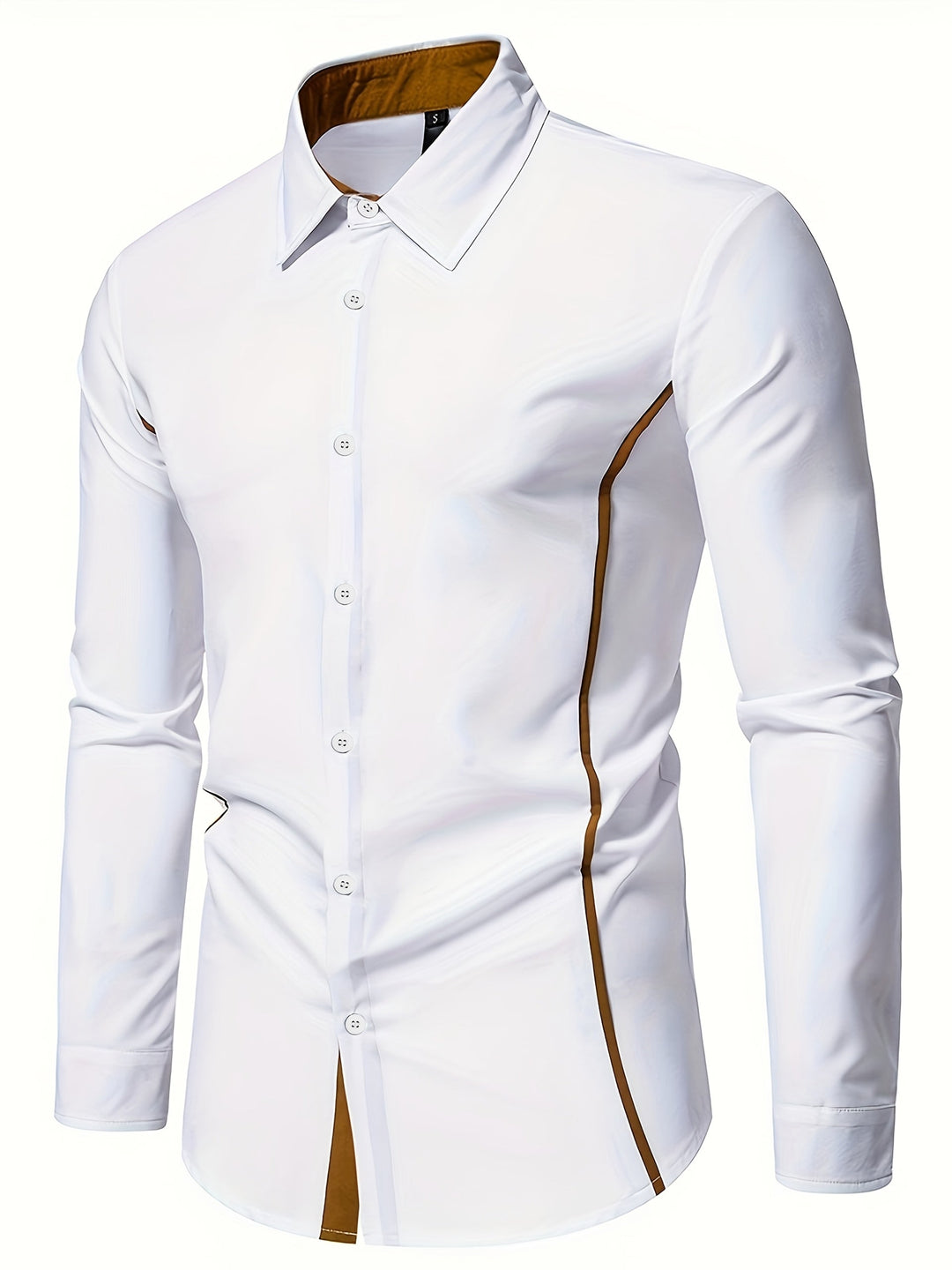 Contrast-Trim Slim Shirt for Men, Plus Size