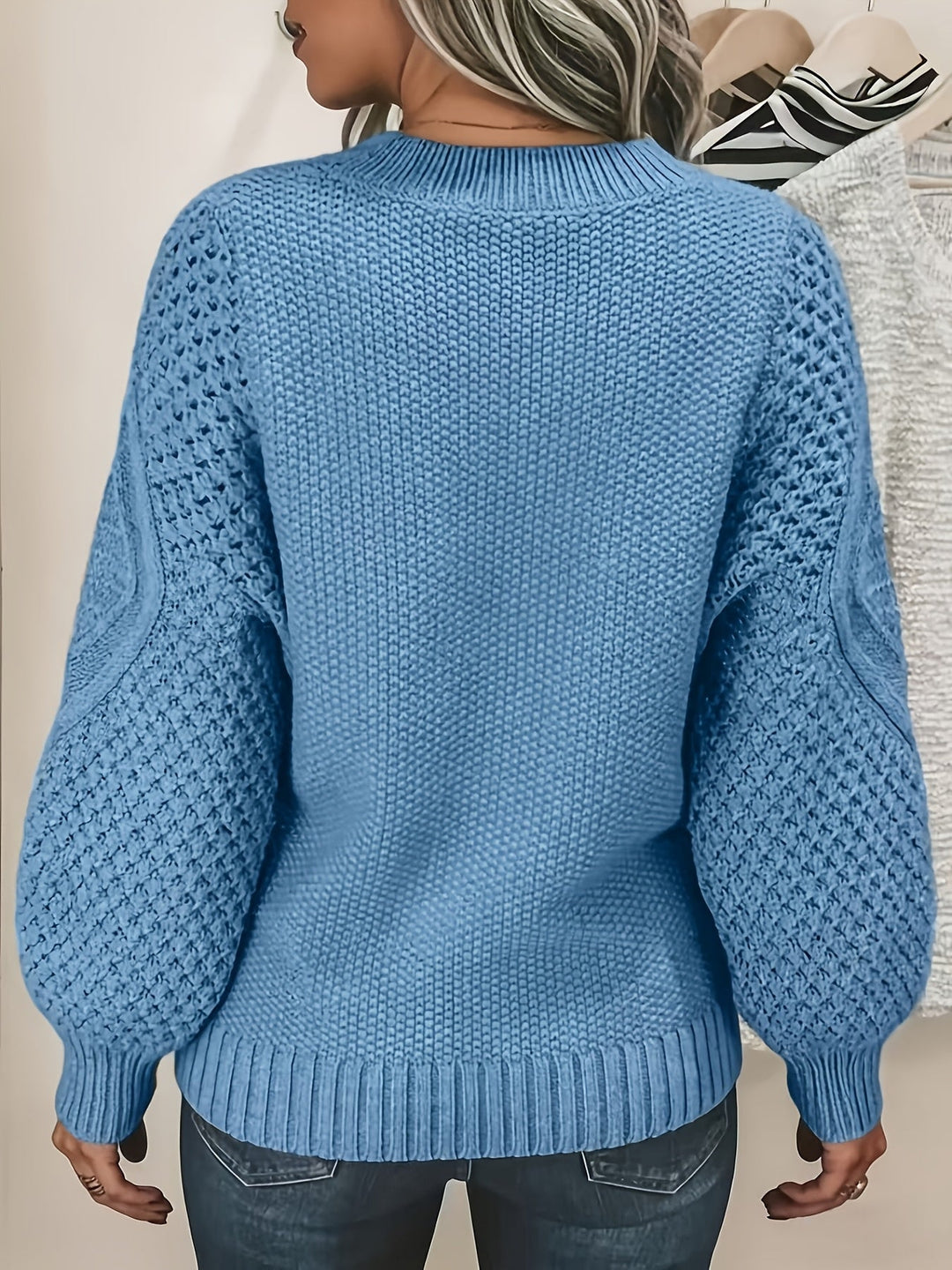 Cozy Lantern-Sleeve Sweater for Women, Plus Size
