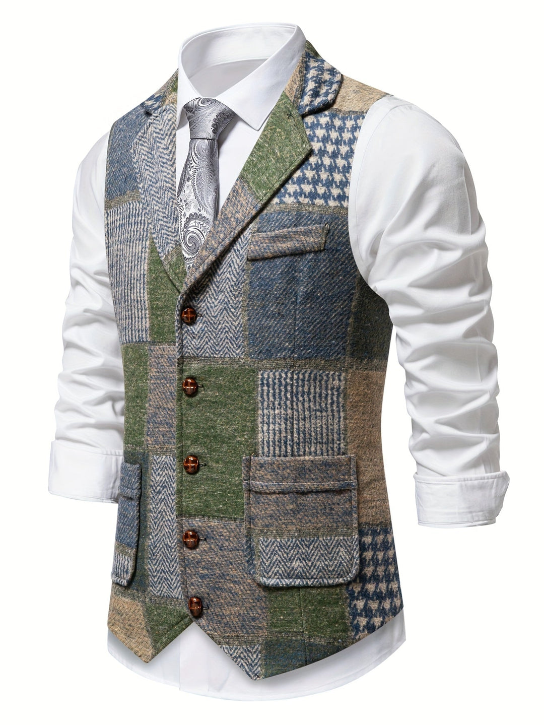 Men's Patchwork Tailored Waistcoat