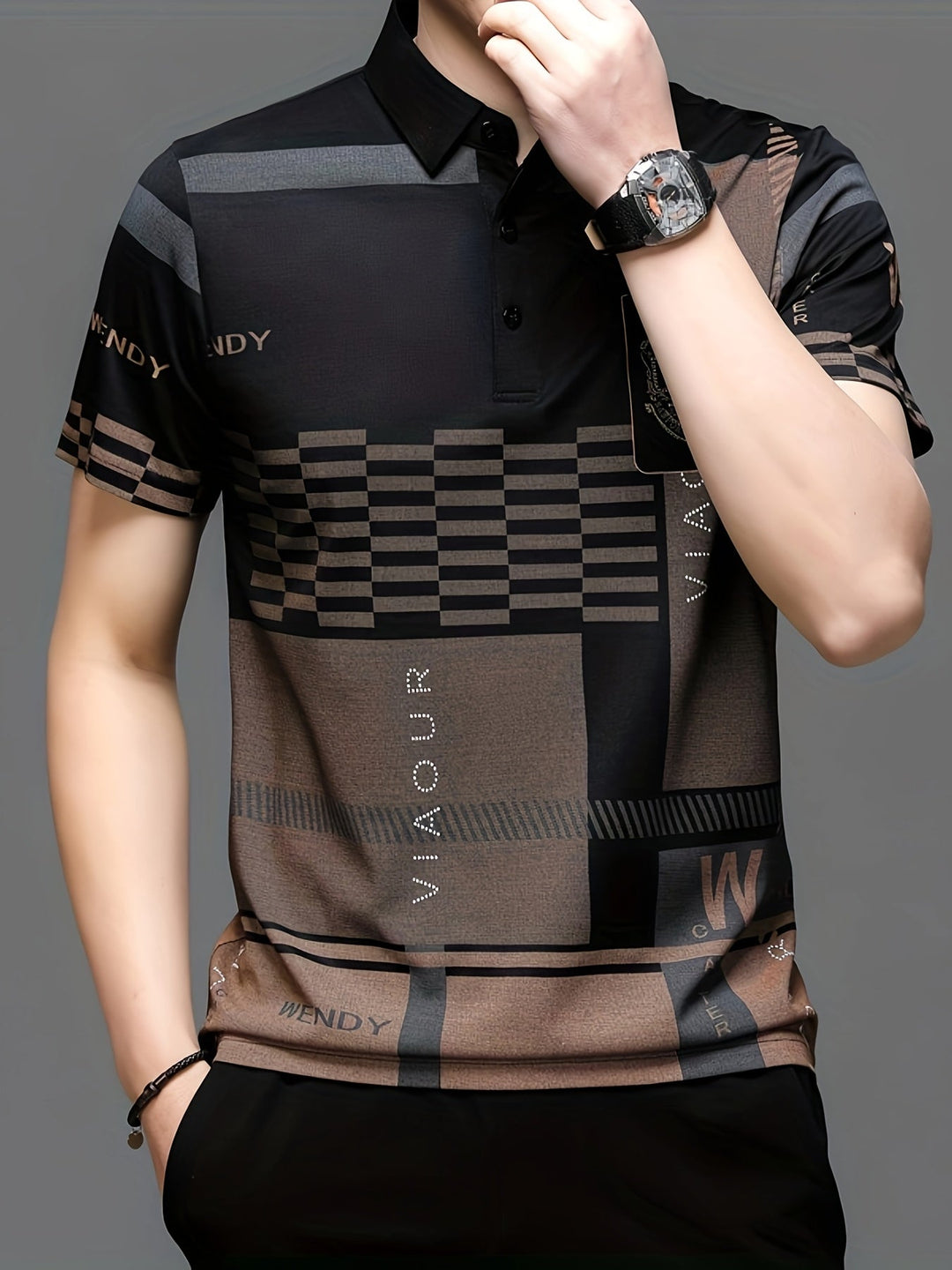Colorblock Polo Shirt for Men, Refined Style