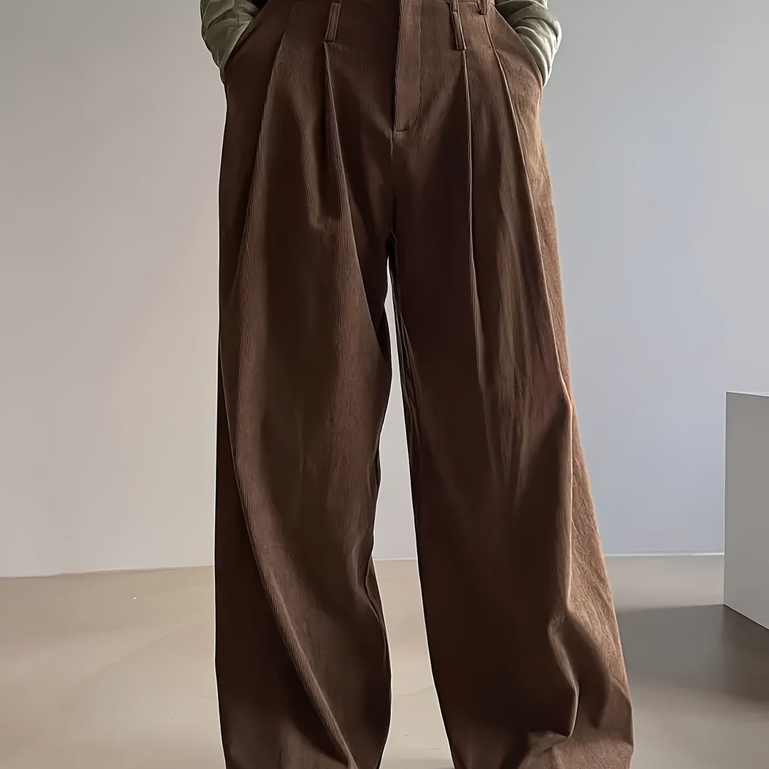 Pleated Wide-Leg Trousers for Women