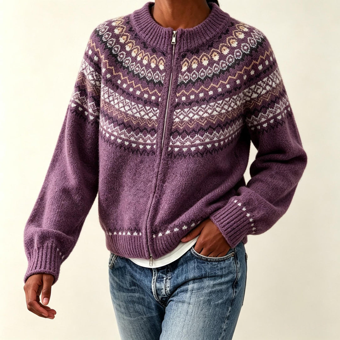Women's Knit Cardigan – Gray, Purple