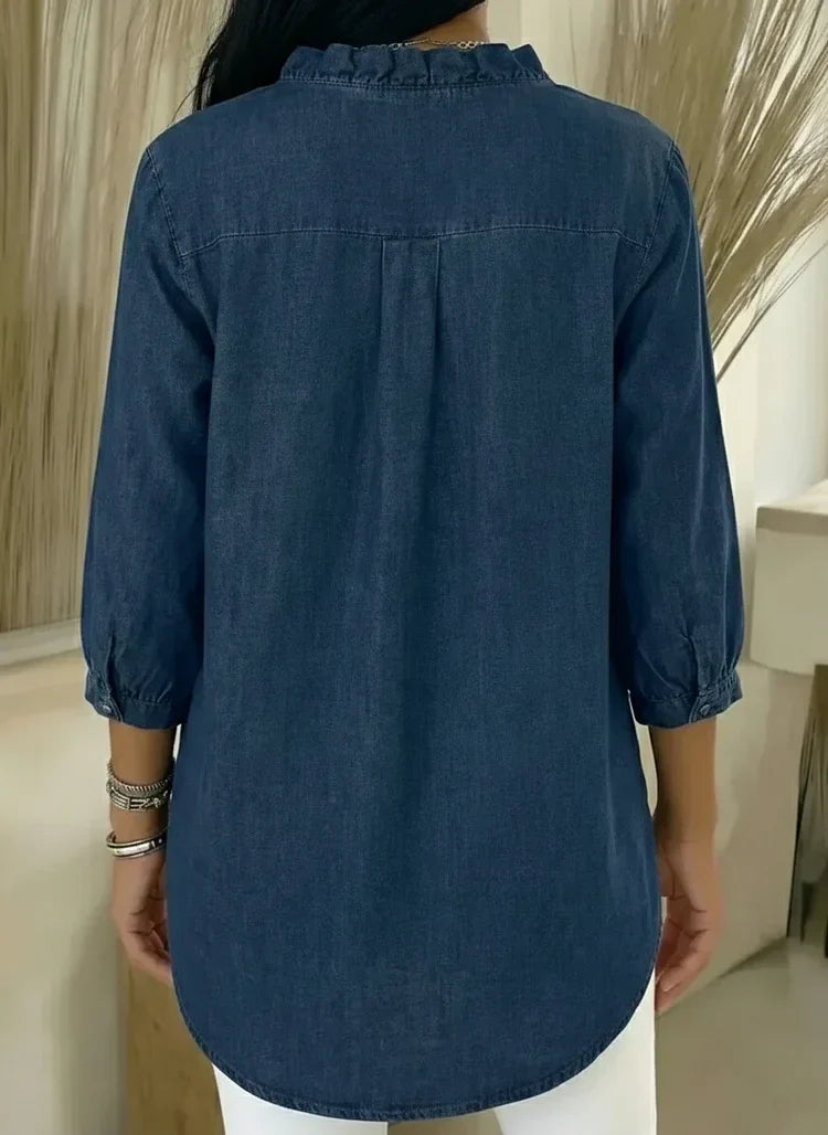 Ruffle Mid Sleeve Blouse for Women, Stylish Style