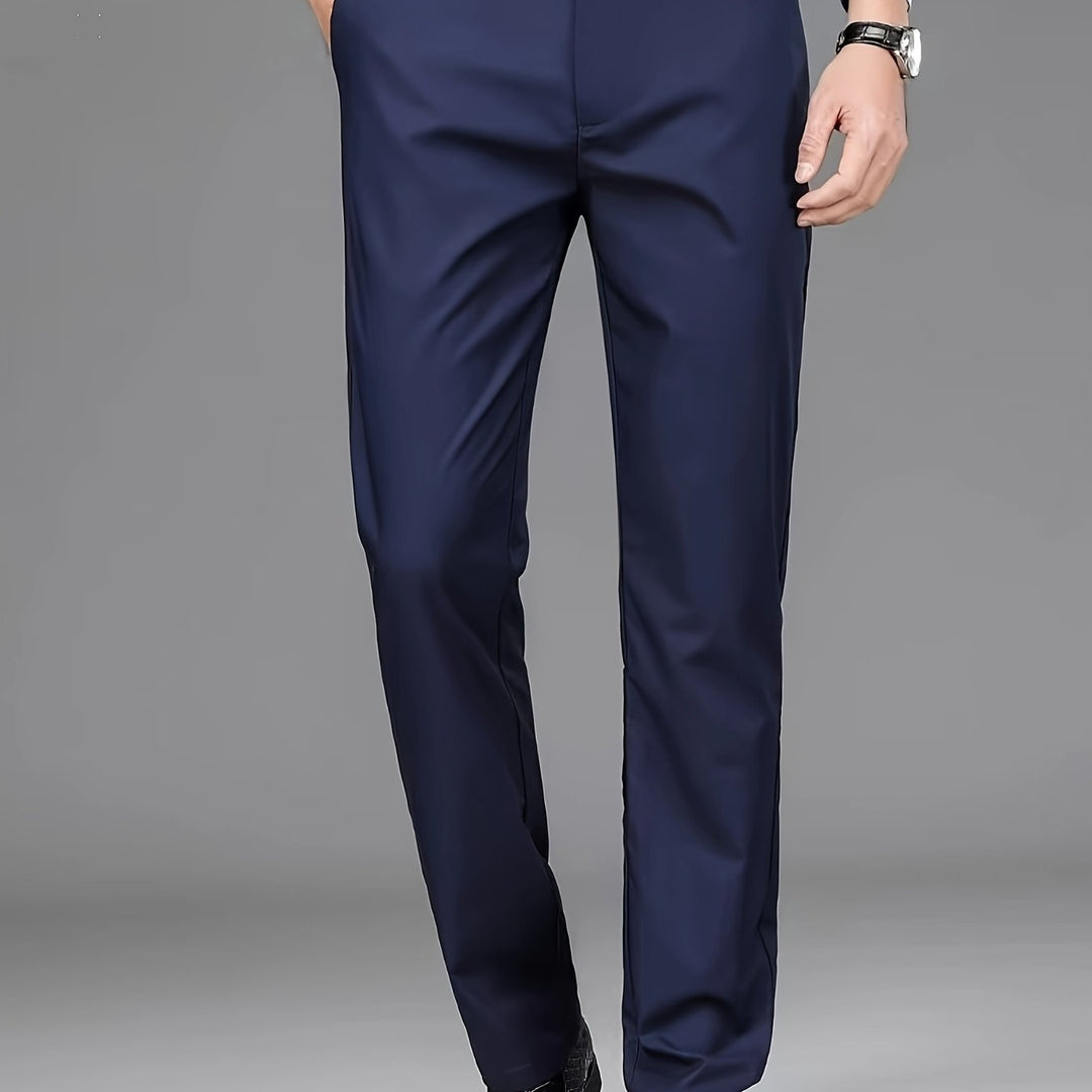 Straight-Leg Trousers, Men's Tailored Fit, Black