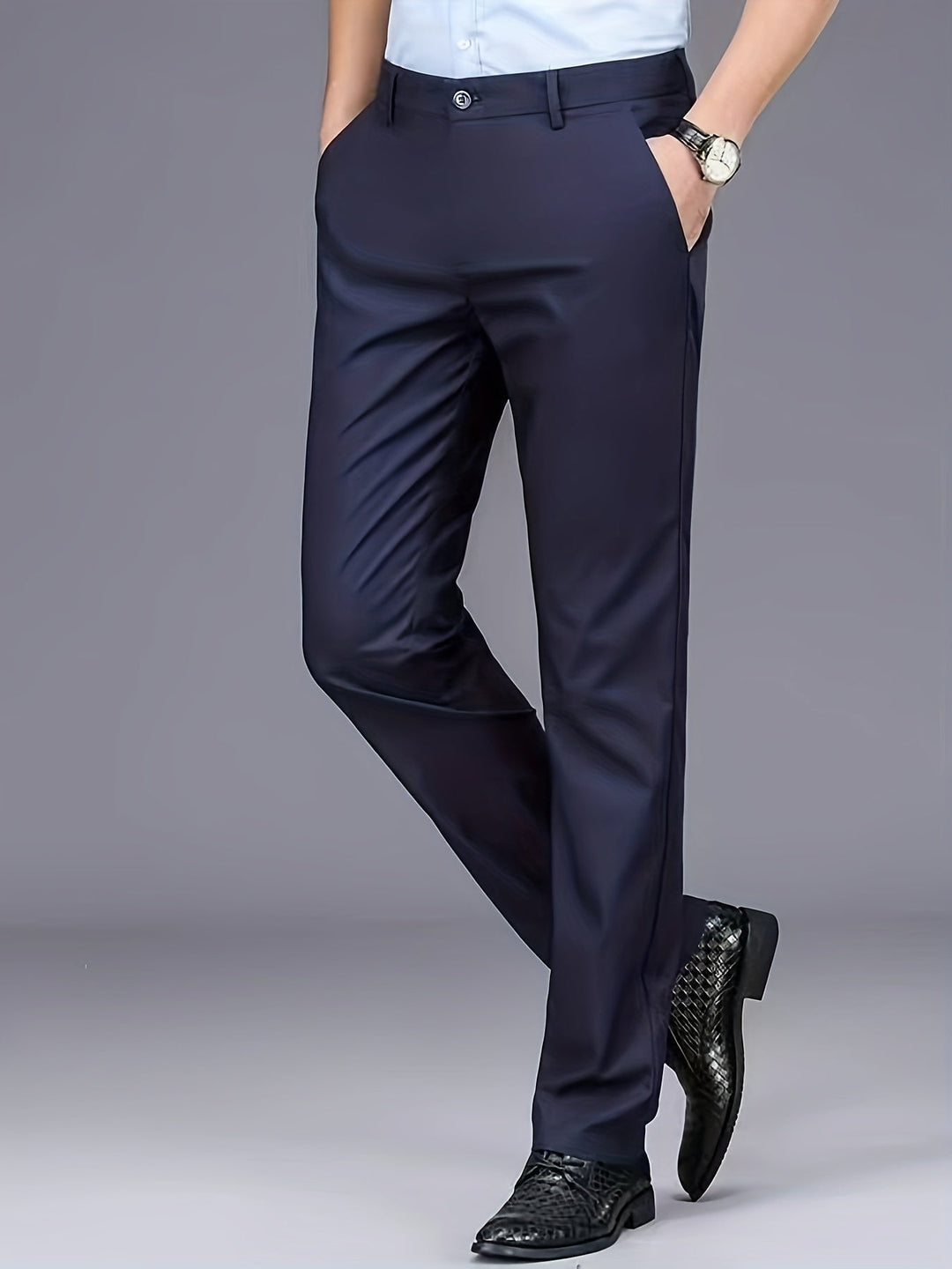 Straight-Leg Trousers, Men's Tailored Fit, Black