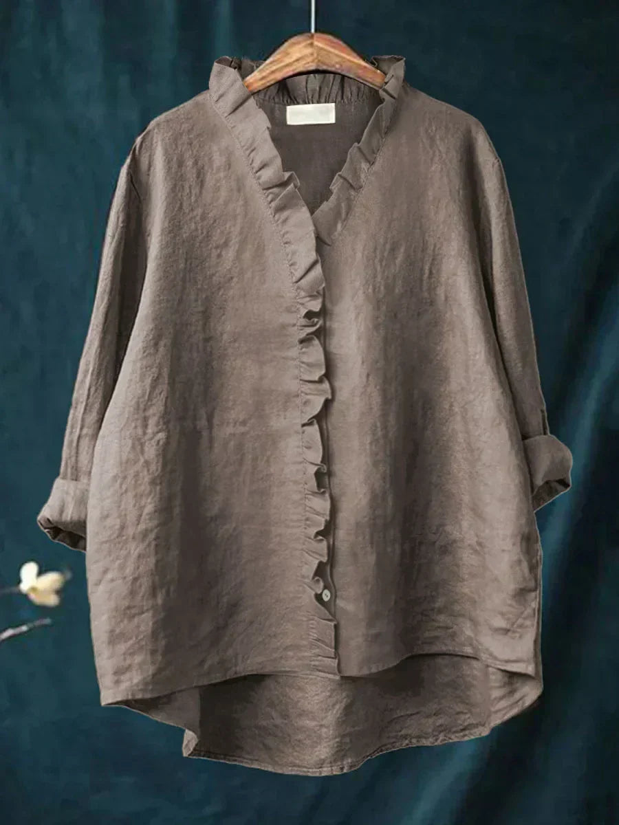 Casual Ruffle V-Neck Blouse for Women