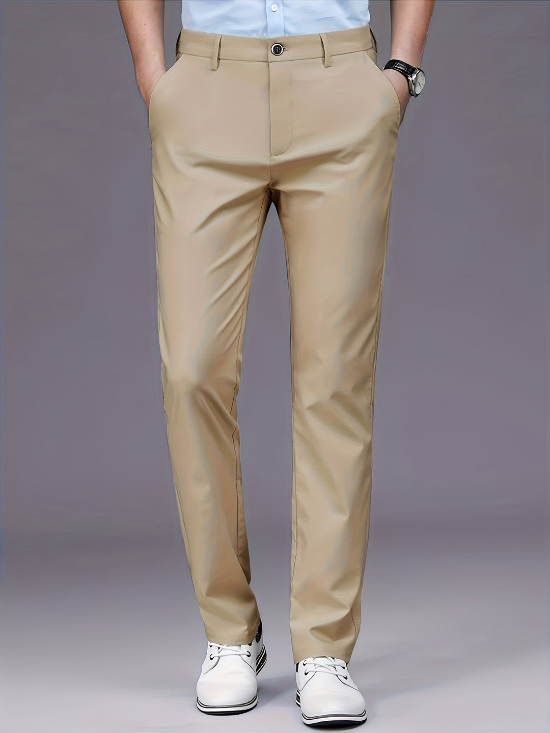 Straight-Leg Trousers, Men's Tailored Fit, Black