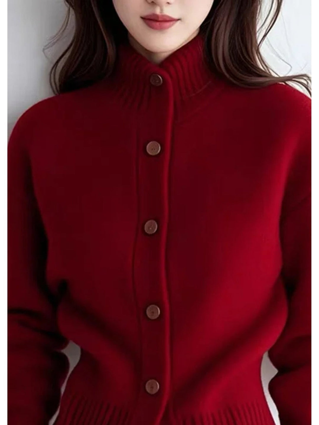 High-Neck Button Cardigan for Women