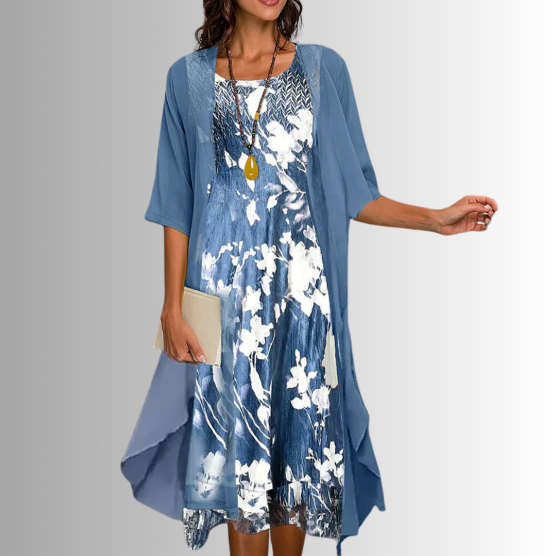 Flowing Floral Two-Piece Dress for Women