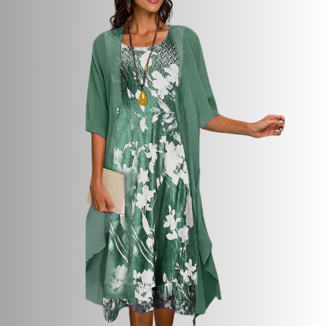 Flowing Floral Two-Piece Dress for Women