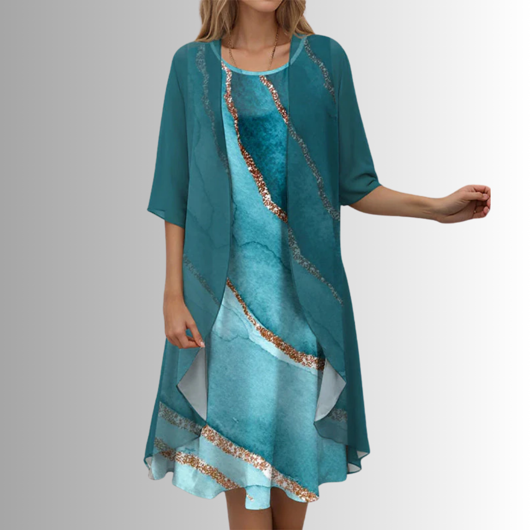 Flowing Floral Two-Piece Dress for Women