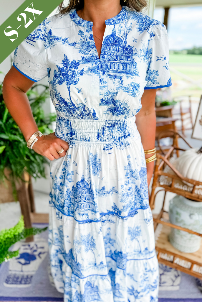 Plus Size Classic Toile Maxi Dress for Women