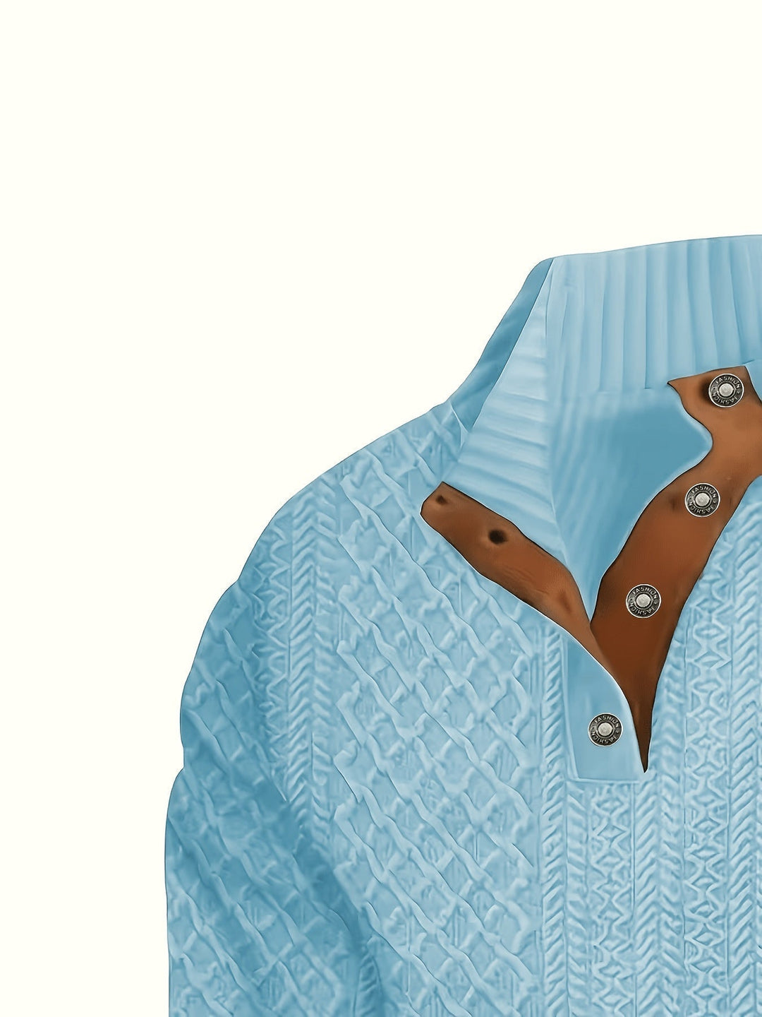 Stand Collar Button Henley Sweater for Men, Plus Size