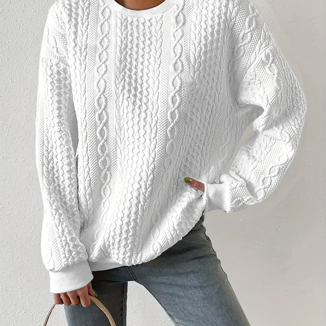 Cable-Knit Sweatshirt for Women, Textured Style