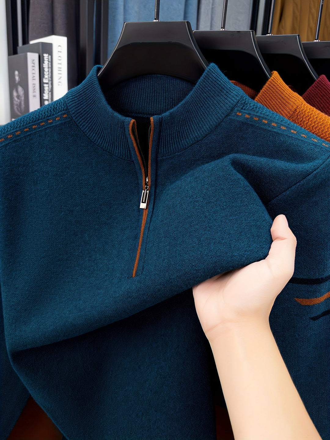 Half-Zip Mock Neck Sweater for Men