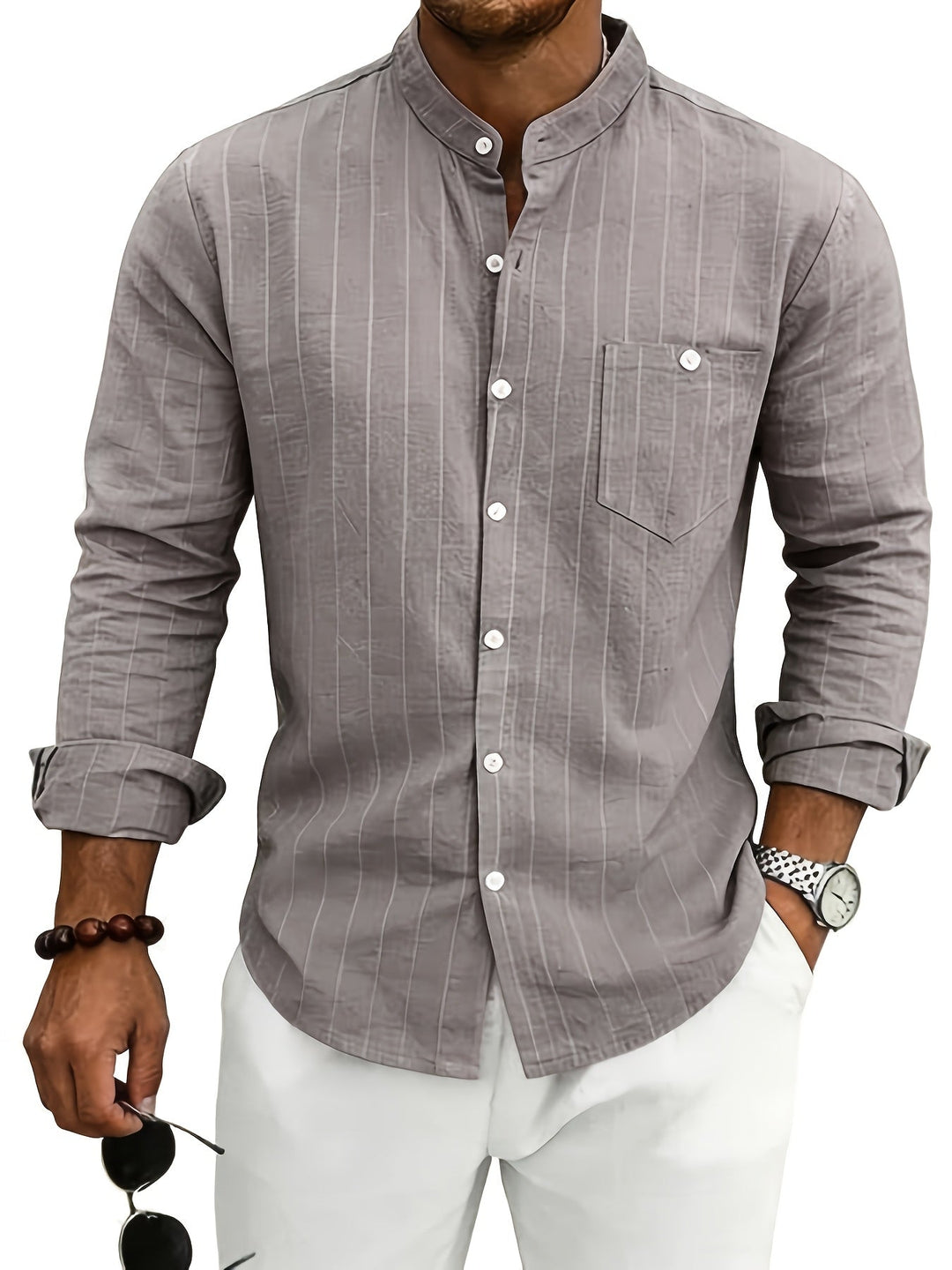 Men's Striped Button-Up Shirt