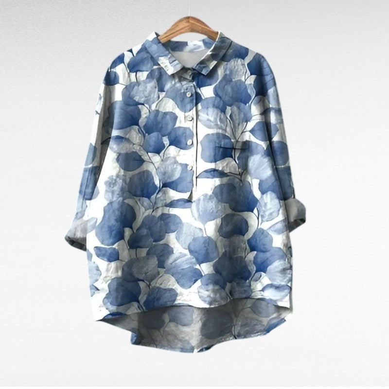 Classic Floral Collar Blouse for Women, Plus Size