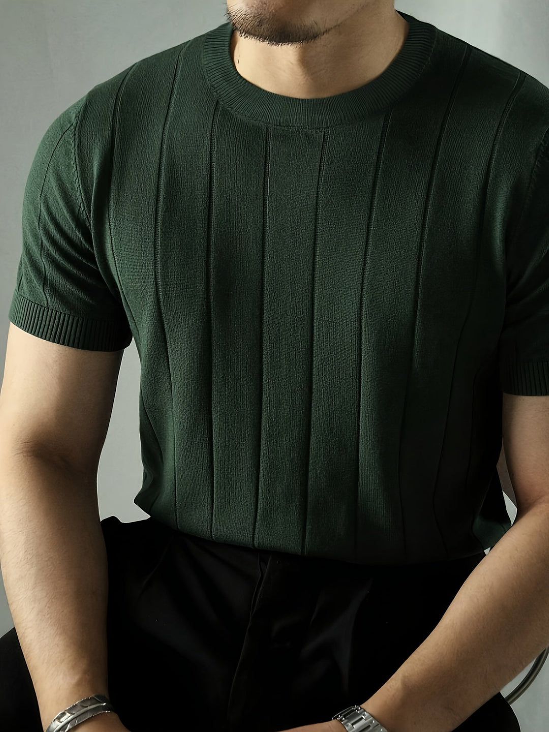 Ribbed Short-Sleeve Top for Men
