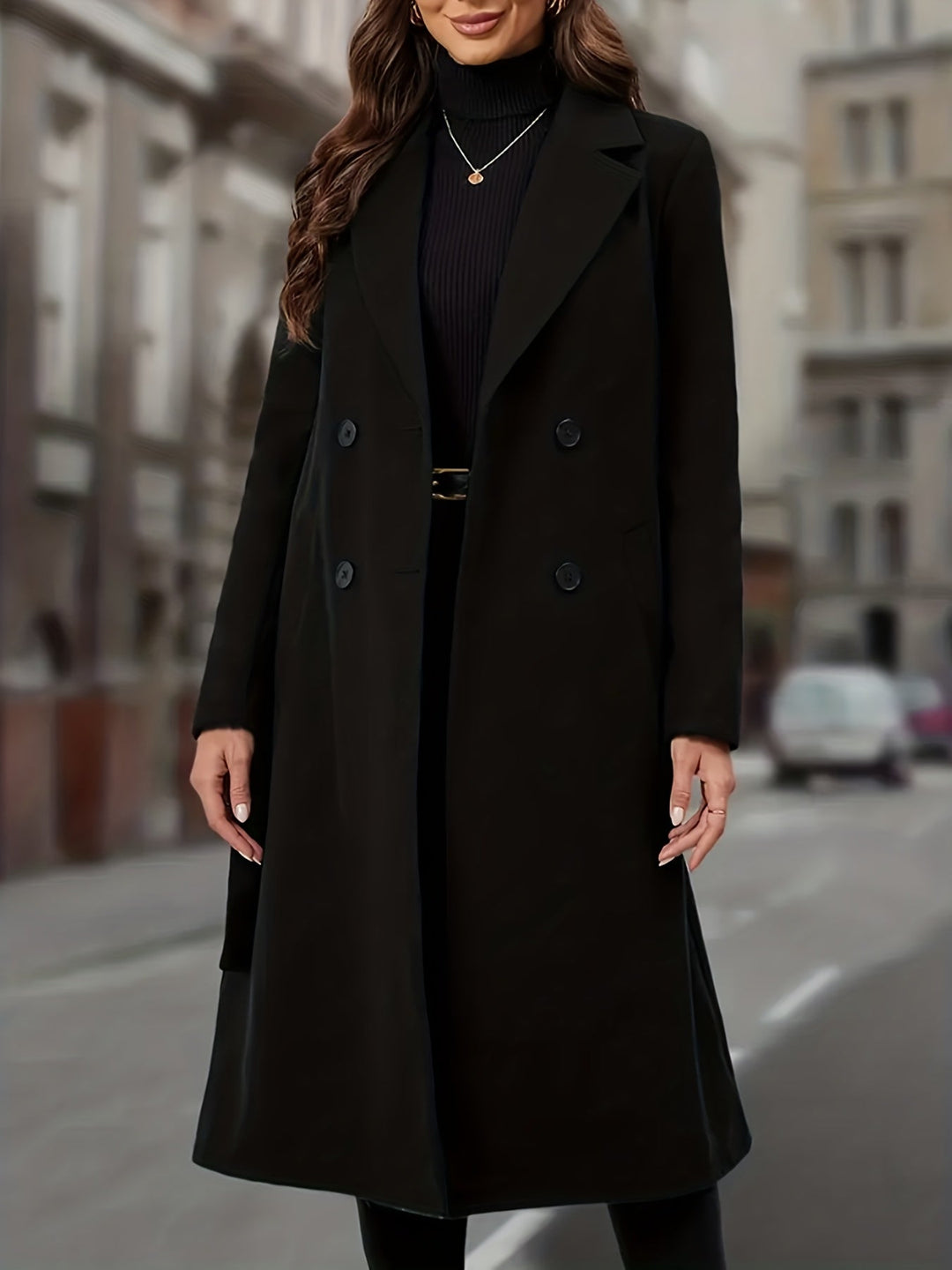 Women's Double-Breasted Long Coat