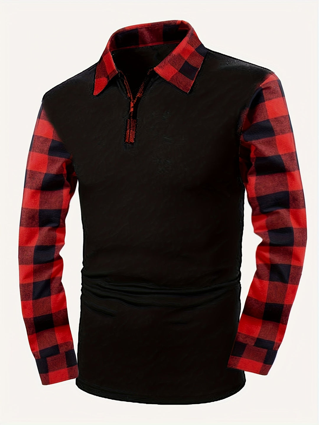 Half-Zip Contrast Shirt for Men, Plus Size