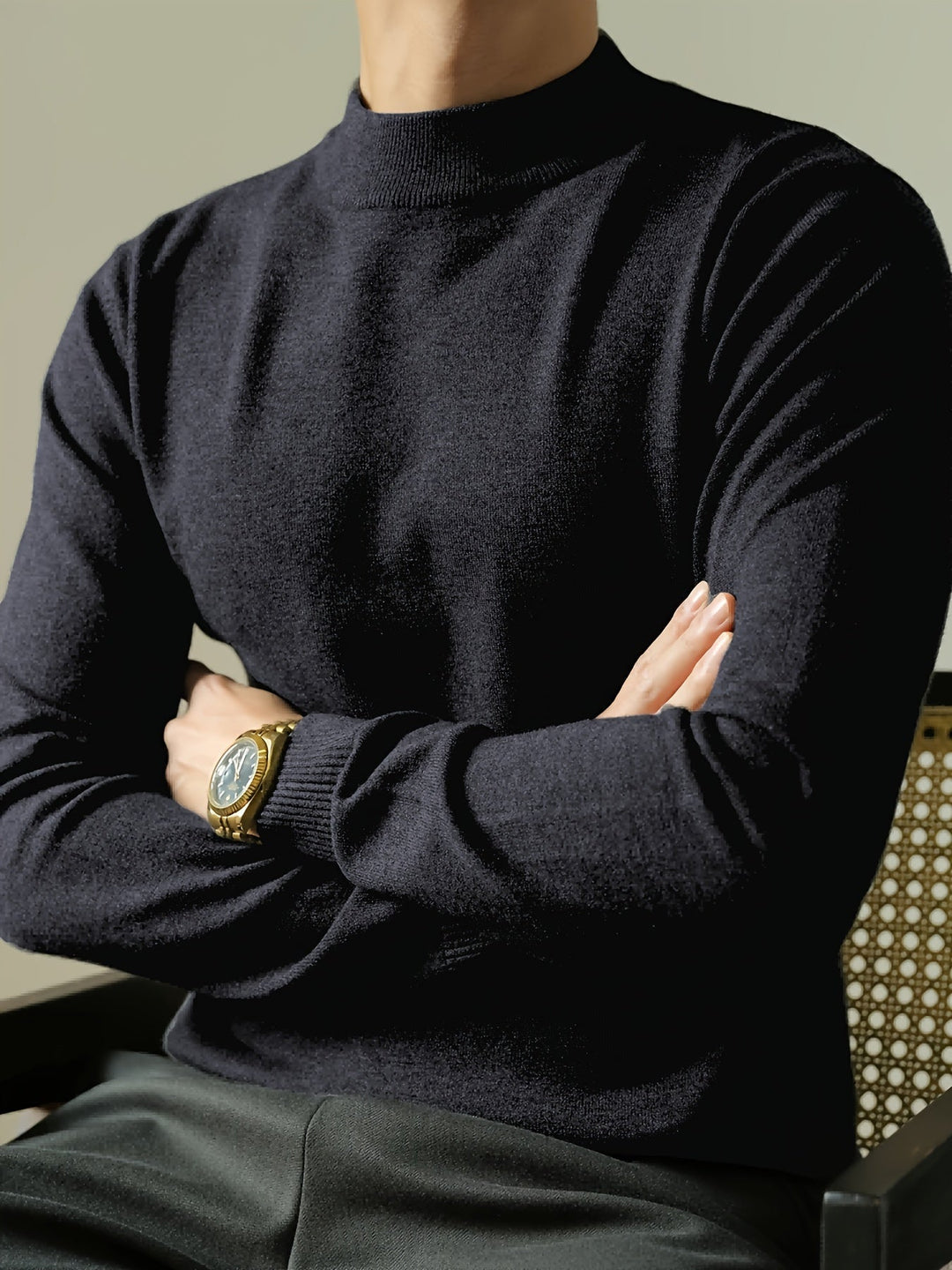 High-Neck Sweater for Men, Refined Style
