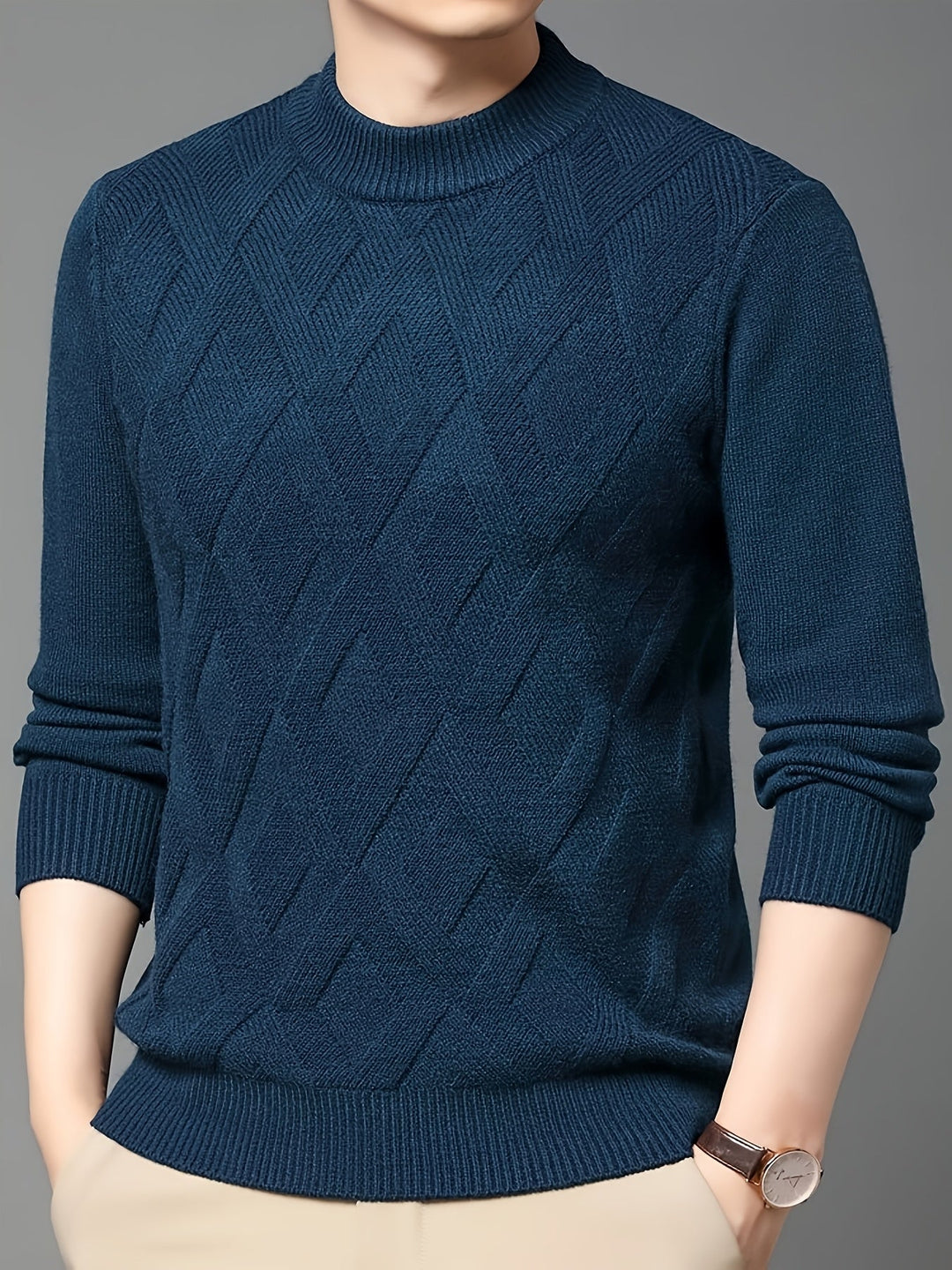 Mock-Neck Sweater, Men's Textured Fit