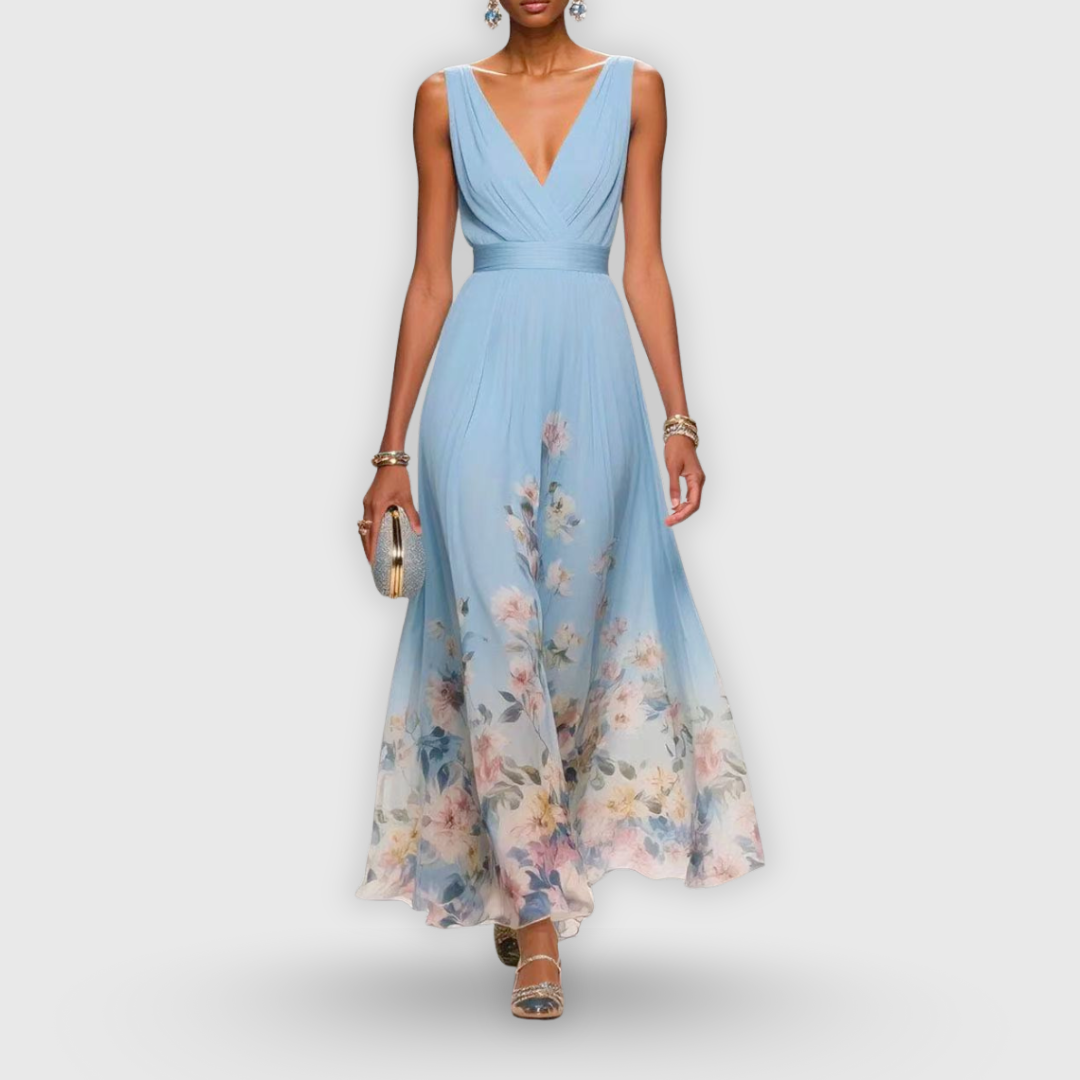 Sleeveless Floral Dress for Women, Elegant Style