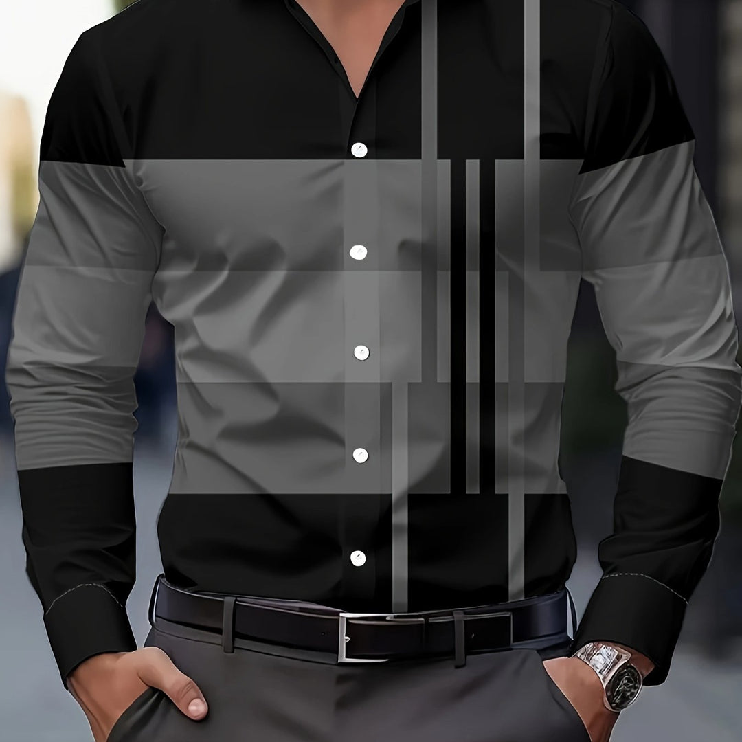 Men's Colour-Block Long-Sleeve Shirt
