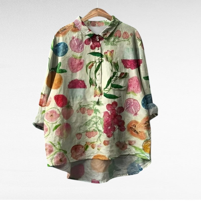 Classic Floral Collar Blouse for Women, Plus Size