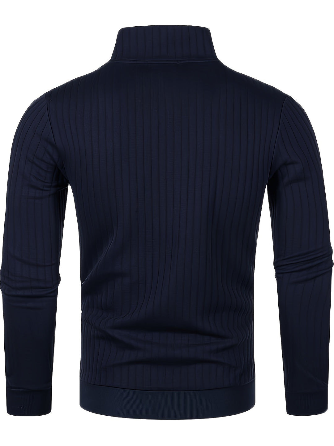 Navy Blue Ribbed Quarter-Zip Sweater for Men