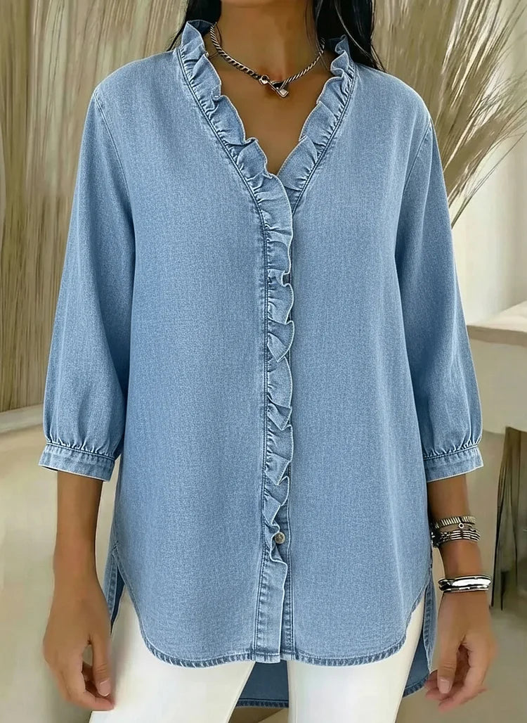 Ruffle Mid Sleeve Blouse for Women, Stylish Style