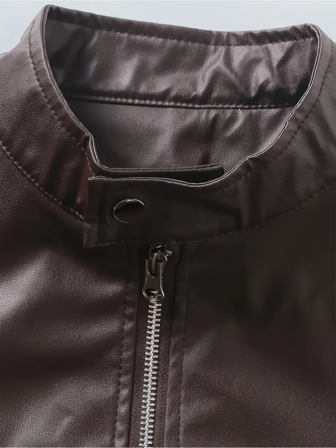 Stand-Collar Moto Jacket for Men, Plus Size