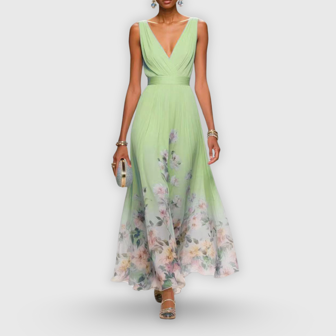 Sleeveless Floral Dress for Women, Elegant Style