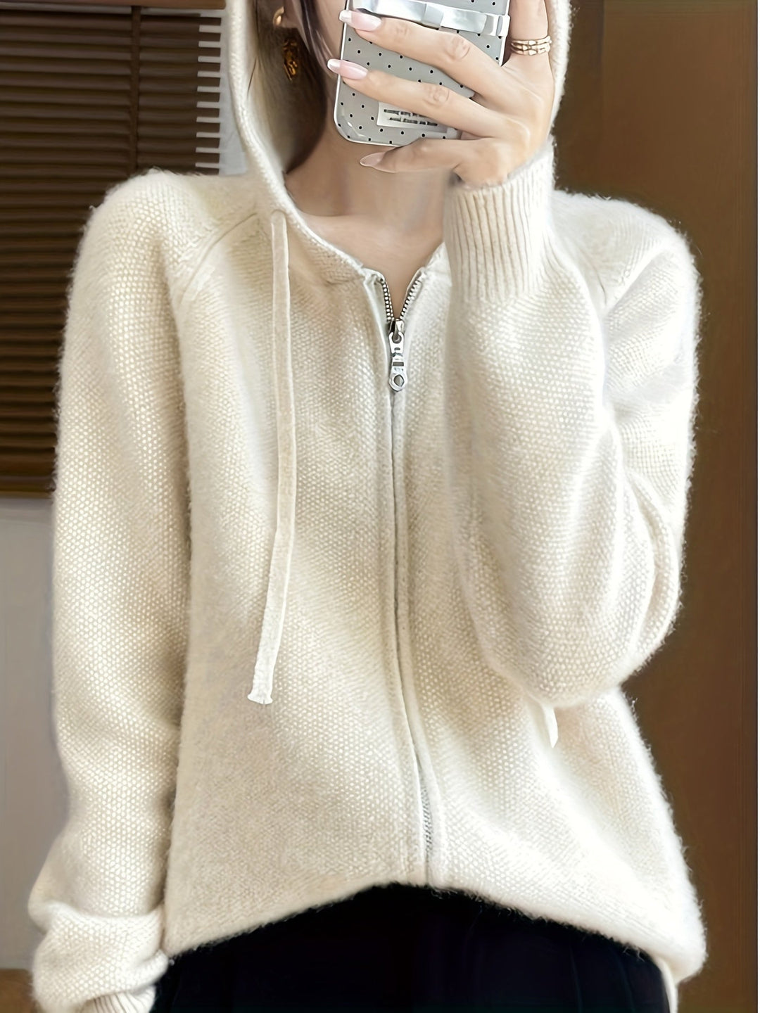 Hooded Zip-Front Cardigan for Women